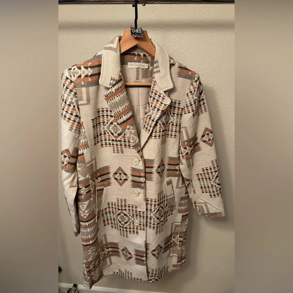 Women's Patterned Pea Coat - Picture 7 of 7